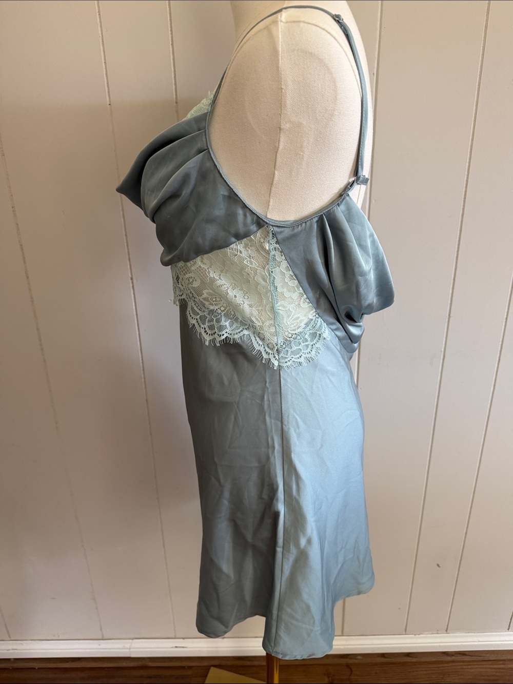 Silky Lace-Trim Slip Dress Bluish Grey Romantic Fairy Whimsigoth Size Small - Picture 8 of 14